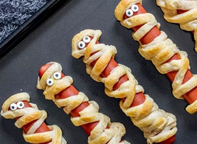 Mummy wrapped hot dogs