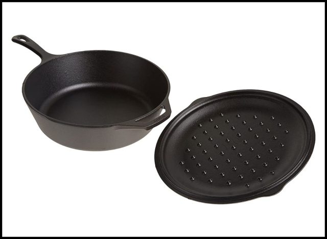 Lodge Pre-Seasoned Cast Deep Skillet with Iron Cover and Assist Handle