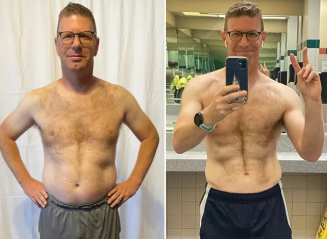 man's 30-pound weight loss side-by-side