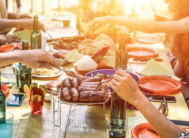 Table full of BBQ food