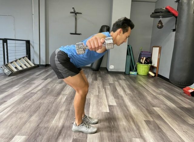 bent-over lateral raise exercise to regain muscle mass