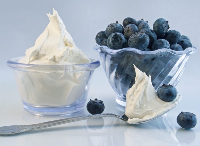 blueberries and whipped cream