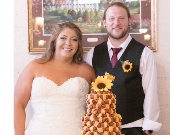 couple savory wedding cake