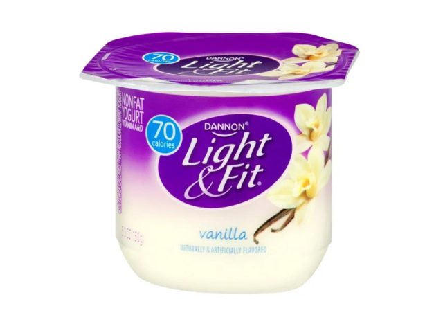 Danone lite and vet yoghurt with vanilla