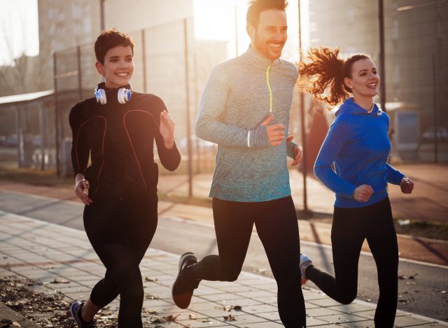 fit friends running outdoors