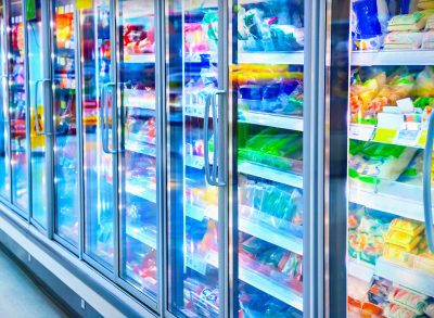 frozen food aisle at the grocery store