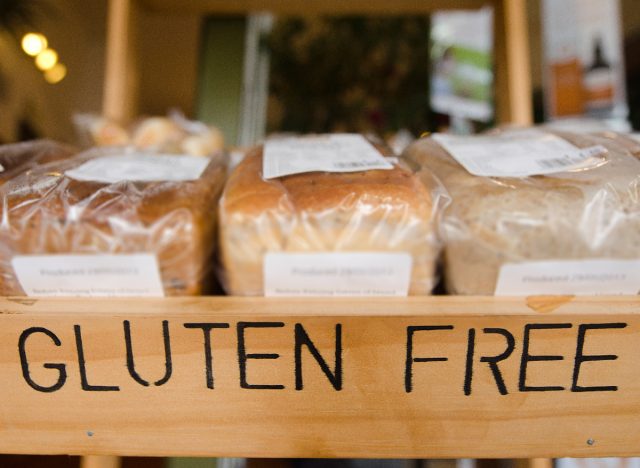 gluten-free bread loaves on display