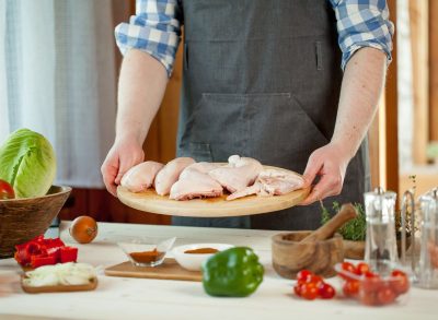 holding chicken