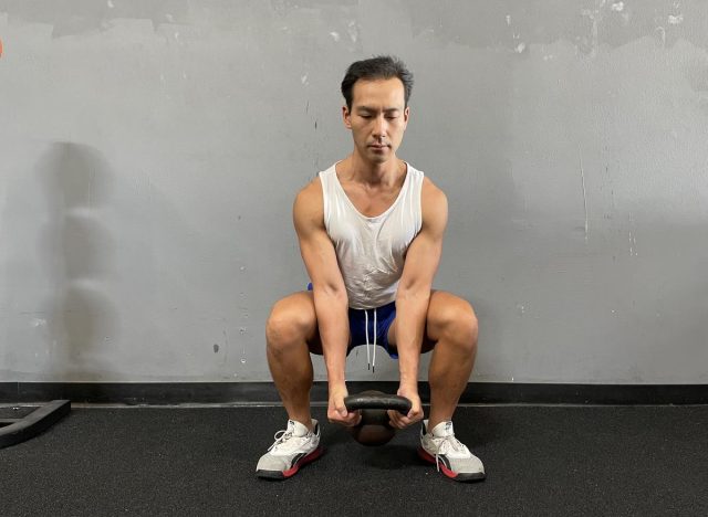 kettlebell squat to reverse curl