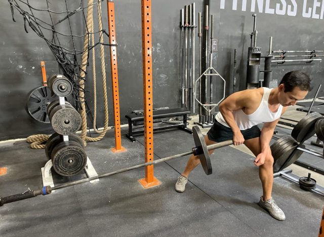 landmine meadows row exercise to get rid of your belly overhang