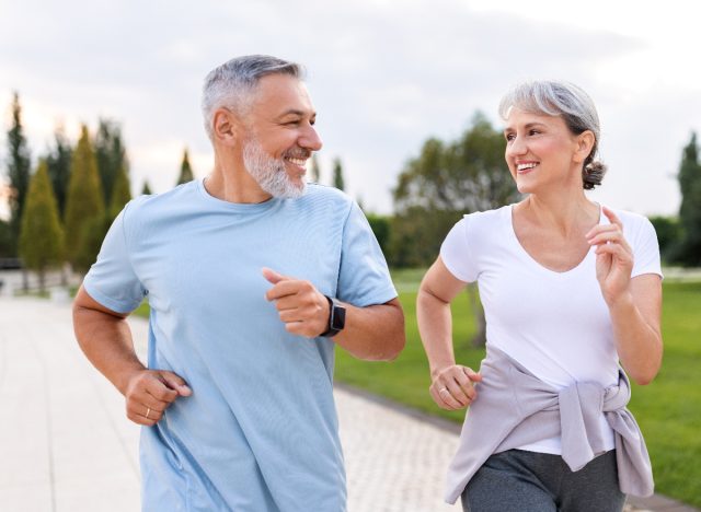 mature couple jogging