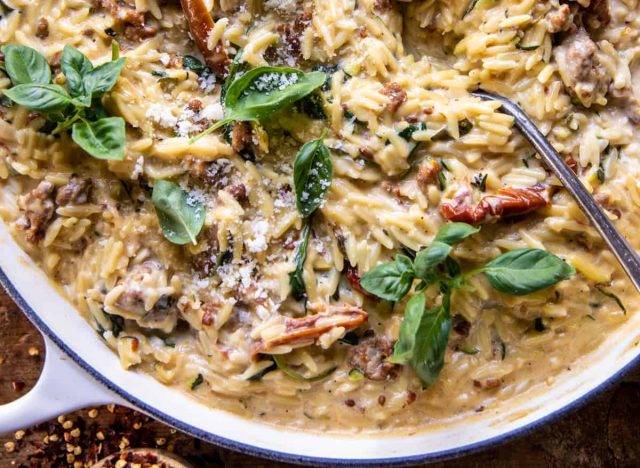 one pot creamy sun-dried tomato orzo