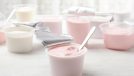 plastic cups of yogurt