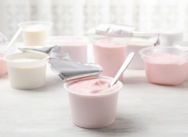 plastic cups of yogurt