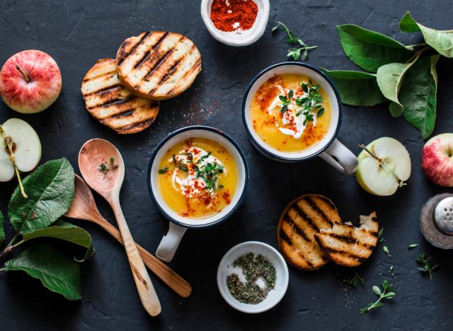 roasted butternut squash, apples, and butternut squash soup