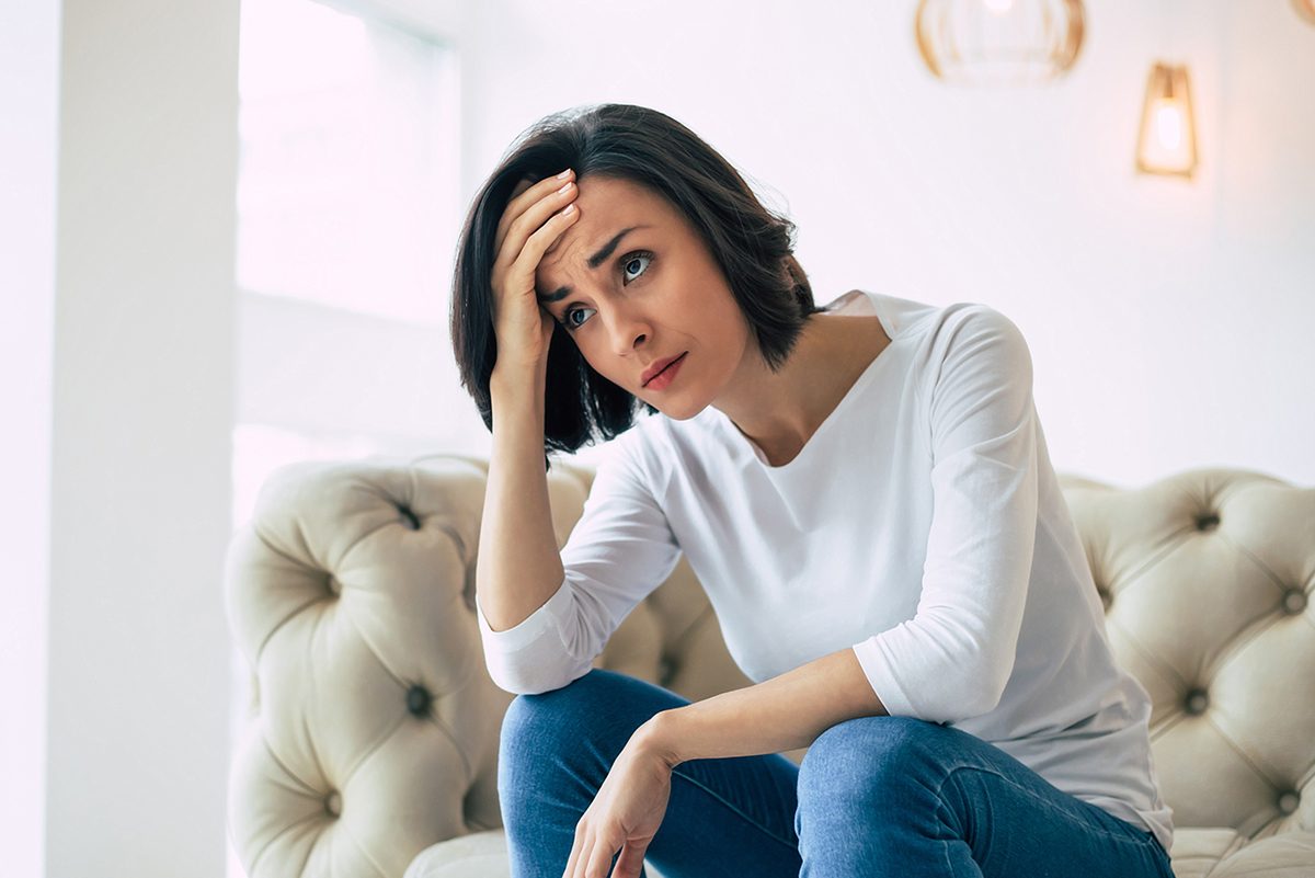 Dizziness.,Side view,Photo,Of,A,Woman,Who,Is,Sitting, dizzy