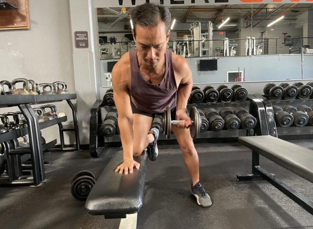 supinated dumbbell row exercise to slow aging after 60