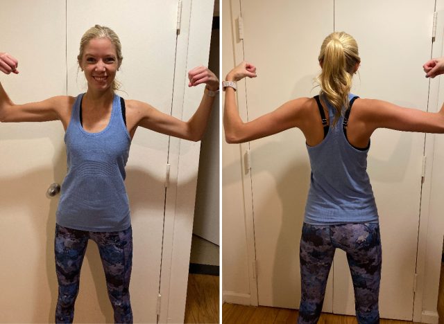 toned arms split image