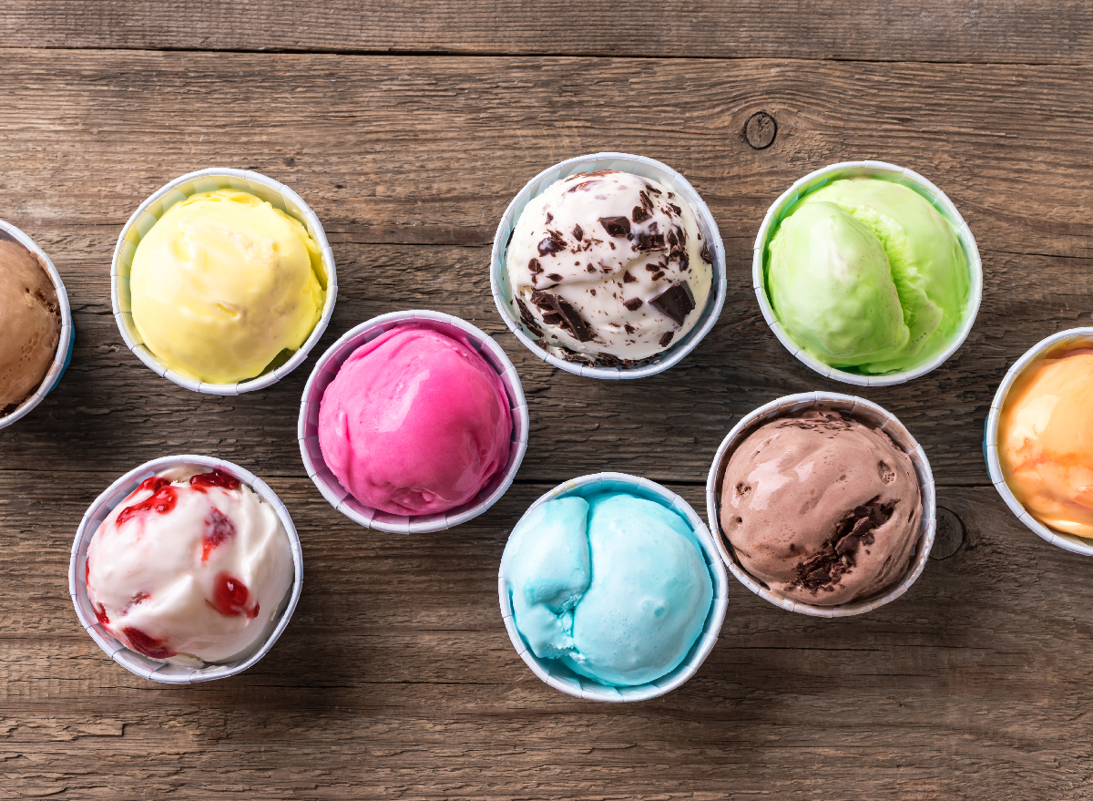 various gelato flavors in cups