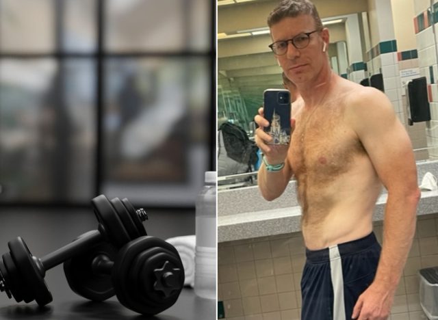 30-pound weight loss transformation split image