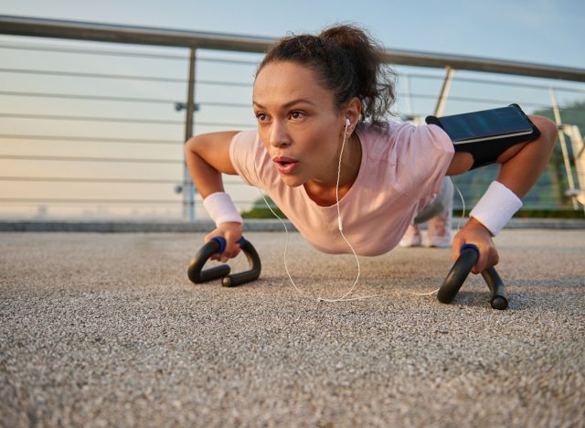 woman performing strength training