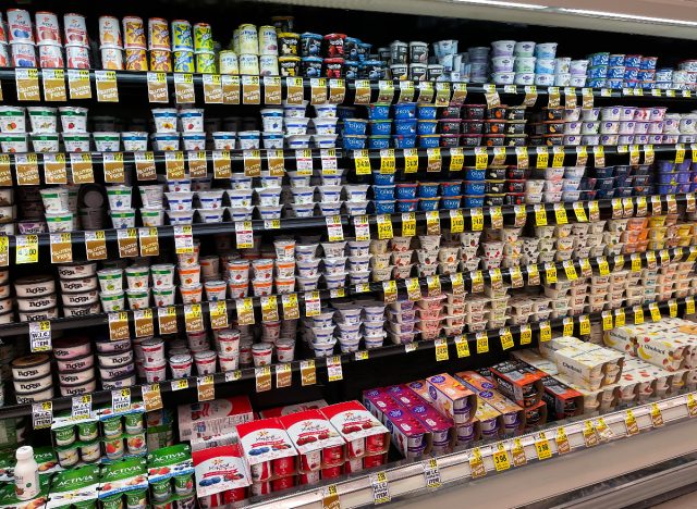 yogurt section of grocery store