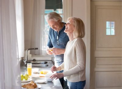 Couple eating breakfast