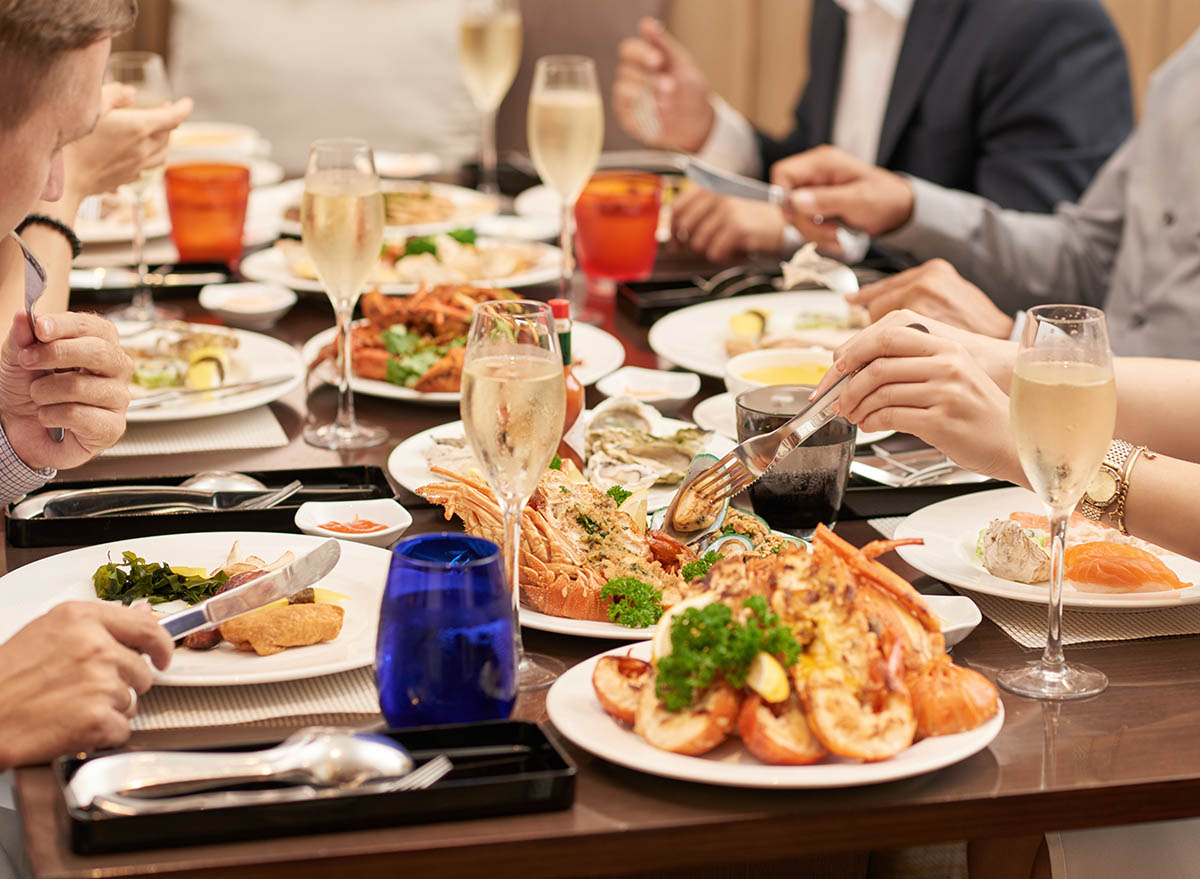 People eating seafood at the table