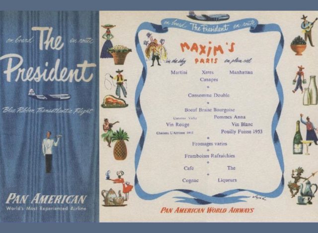 The Pan Am Maxim menu