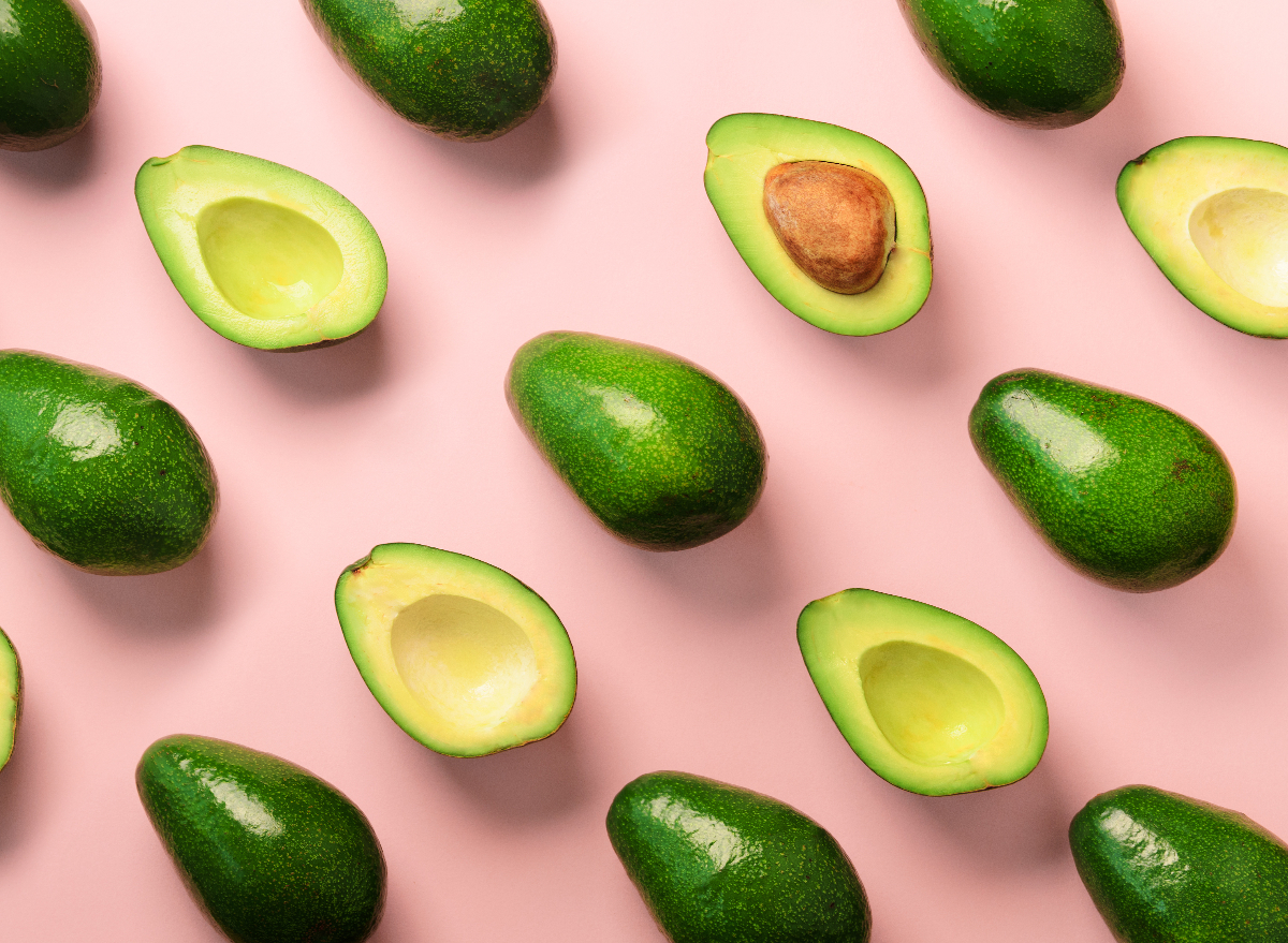 avocados on pink background