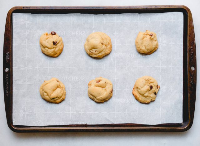 chocolate chip cookies on parchment paper