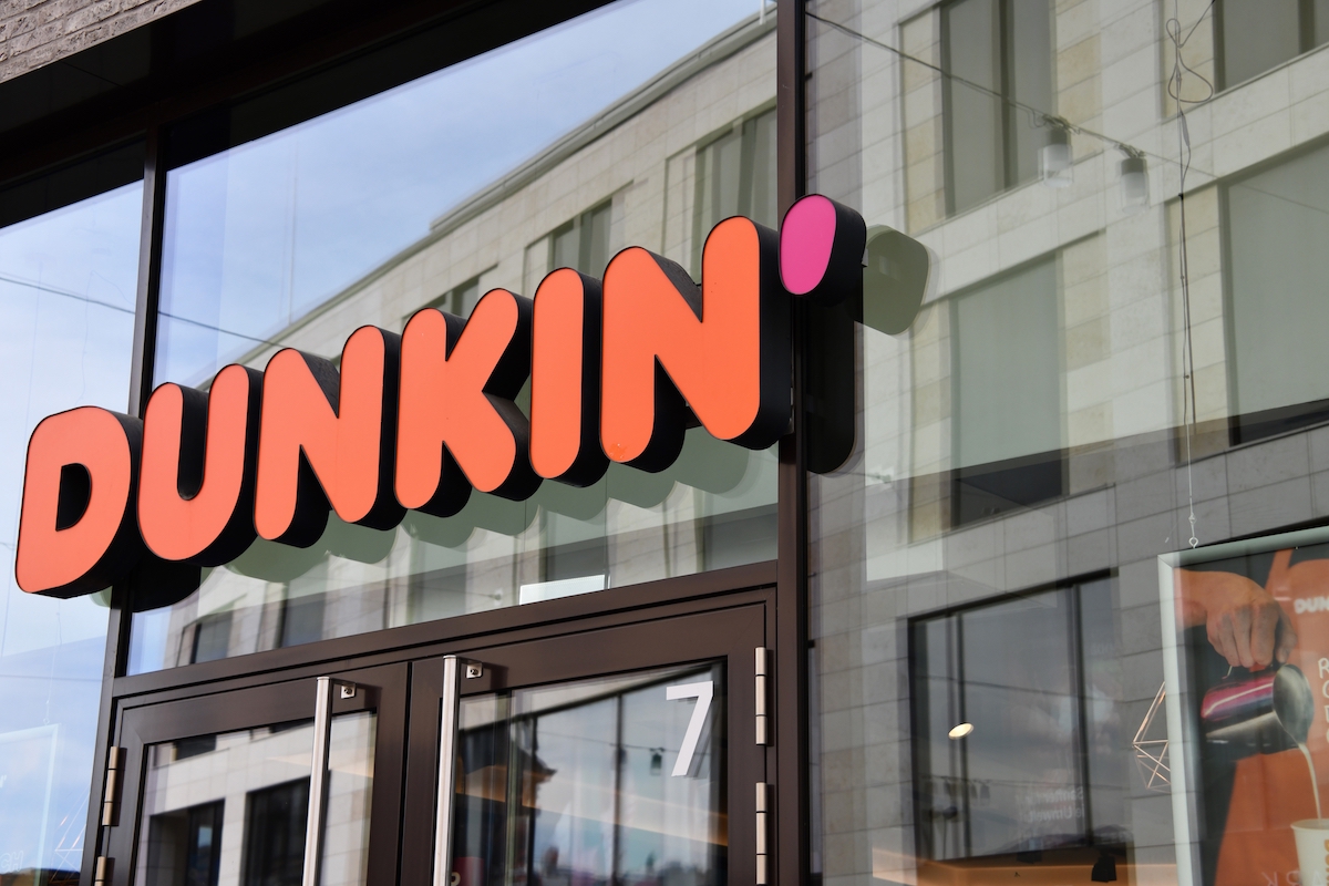 Dunkin' donuts coffee shop sign