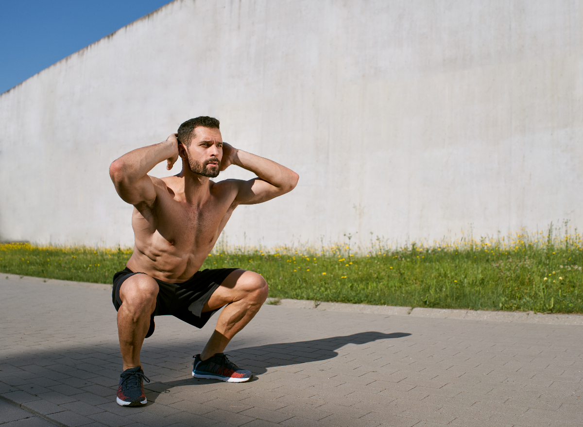 fit man demonstrating HIIT workout to burn double the visceral fat loss