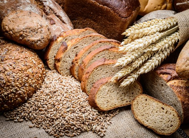 fresh bread, wheat and cereals