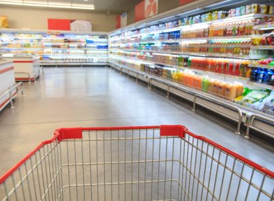 grocery cart in supermarket