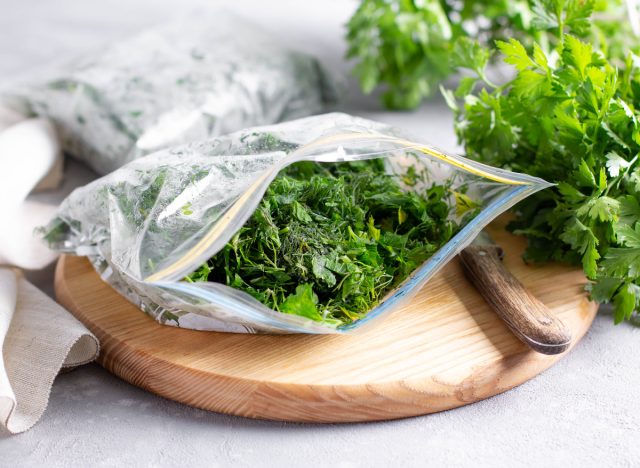 herbs in a plastic bag