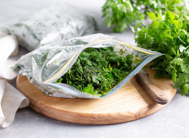 herbs in a plastic bag
