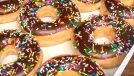 krispy kreme chocolate iced glazed doughnuts with sprinkles