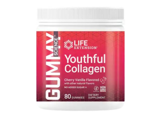 life extension gummy science youthful collagen cherry vanilla flavored gummies
