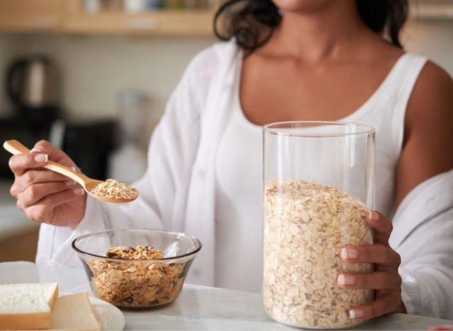 woman making oatmeal