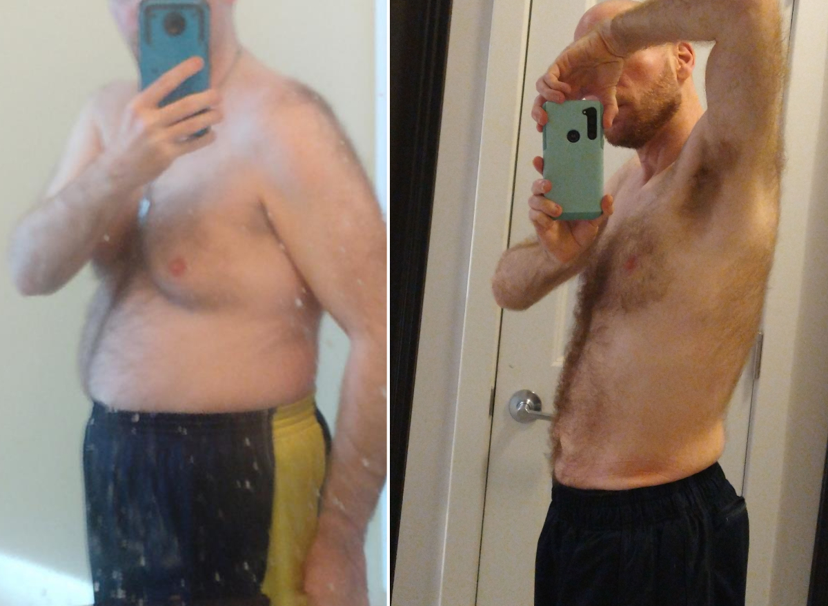 man's close to 60-pound weight loss photos