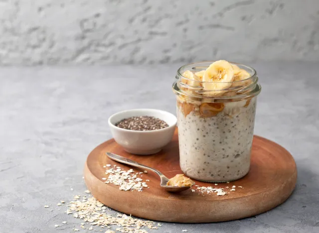 peanut butter banana chia seed overnight oats