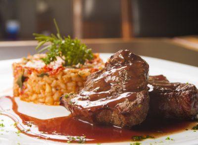 risotto and filet mignon steak