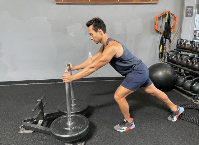 sled push exercise to get rid of waistline fat