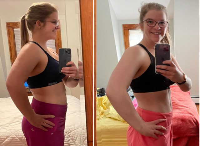split image woman 20-pound weight loss