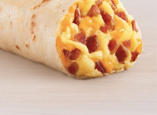 Cheesy breakfast burrito bacon