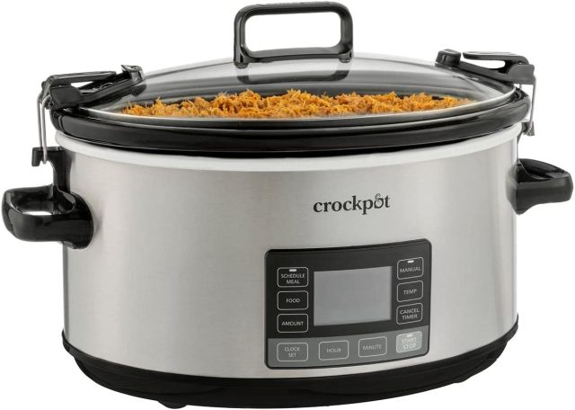 Crockpot Portable 7 Quart Slow Cooker with Locking Lid and Auto Adjust Cook Time Technology