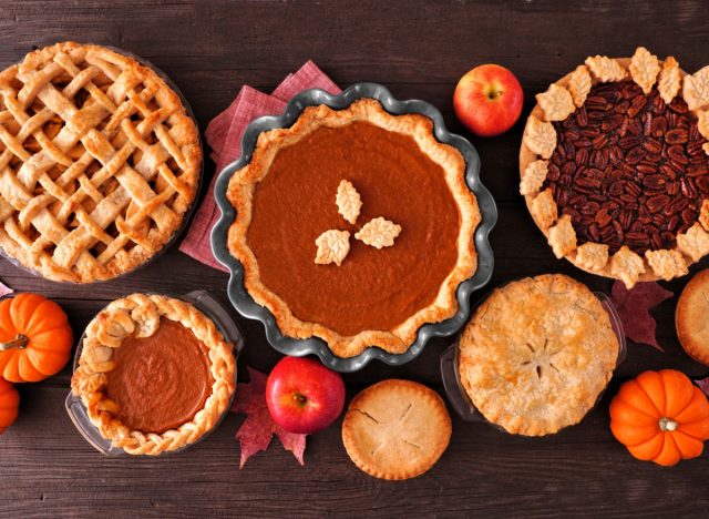 apple, pumpkin, and pecan pies