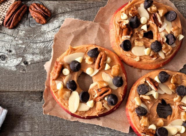 apple rounds with peanut butter healthy holiday habits for weight loss