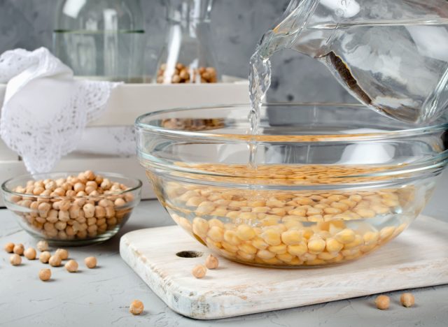 chickpeas soaking in water